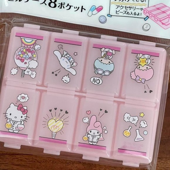 Sanrio Accessories - Sanrio characters glitter pink pill box storage case